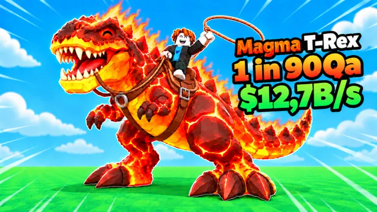 Promotional Magma T-Rex art from Ride a Dino